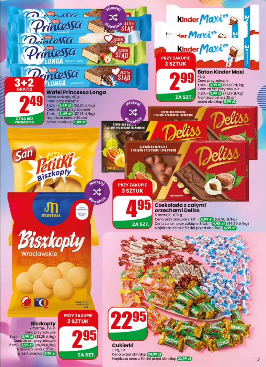 Gazetka promocyjna Dino - Gazetka 23 / 2026 - ważna 03.06 do 09.06.2026 - strona 5 - produkty: Baton, Cukier, Cukierki, Czekolada, Deliss, Kinder, Miecz