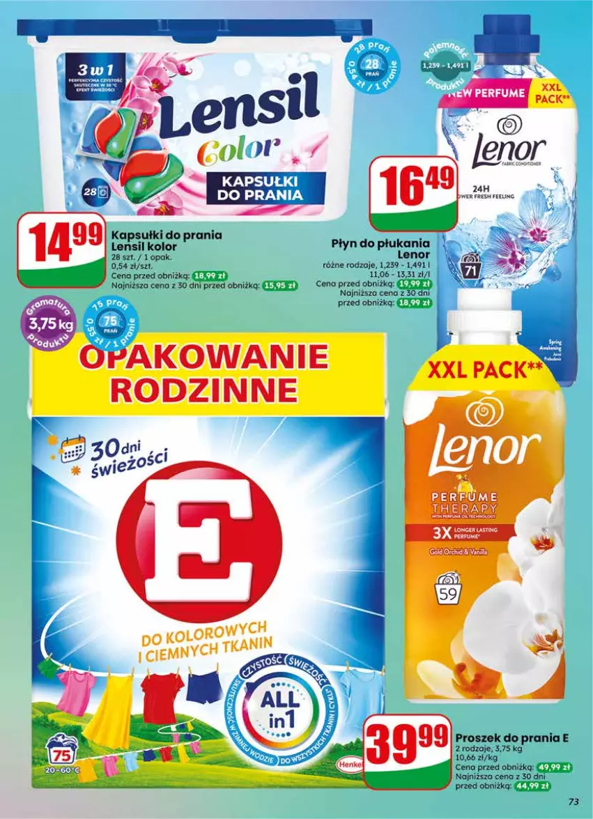 Gazetka promocyjna Dino - Gazetka 23 / 2026 - ważna 03.06 do 09.06.2026 - strona 73 - produkty: Kapsułki do prania, Lenor, Płyn do płukania, Proszek do prania