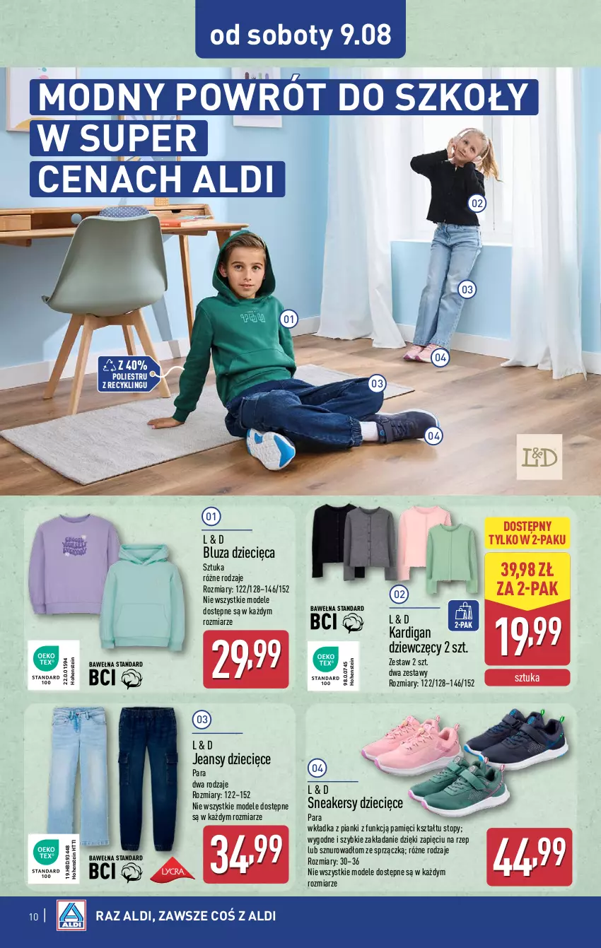 Gazetka promocyjna Aldi - Artykuły przemysłowe i tekstylia - ważna 06.08 do 09.08.2025 - strona 10 - produkty: Bluza, Dzieci, Kardigan, Sneakersy, Top