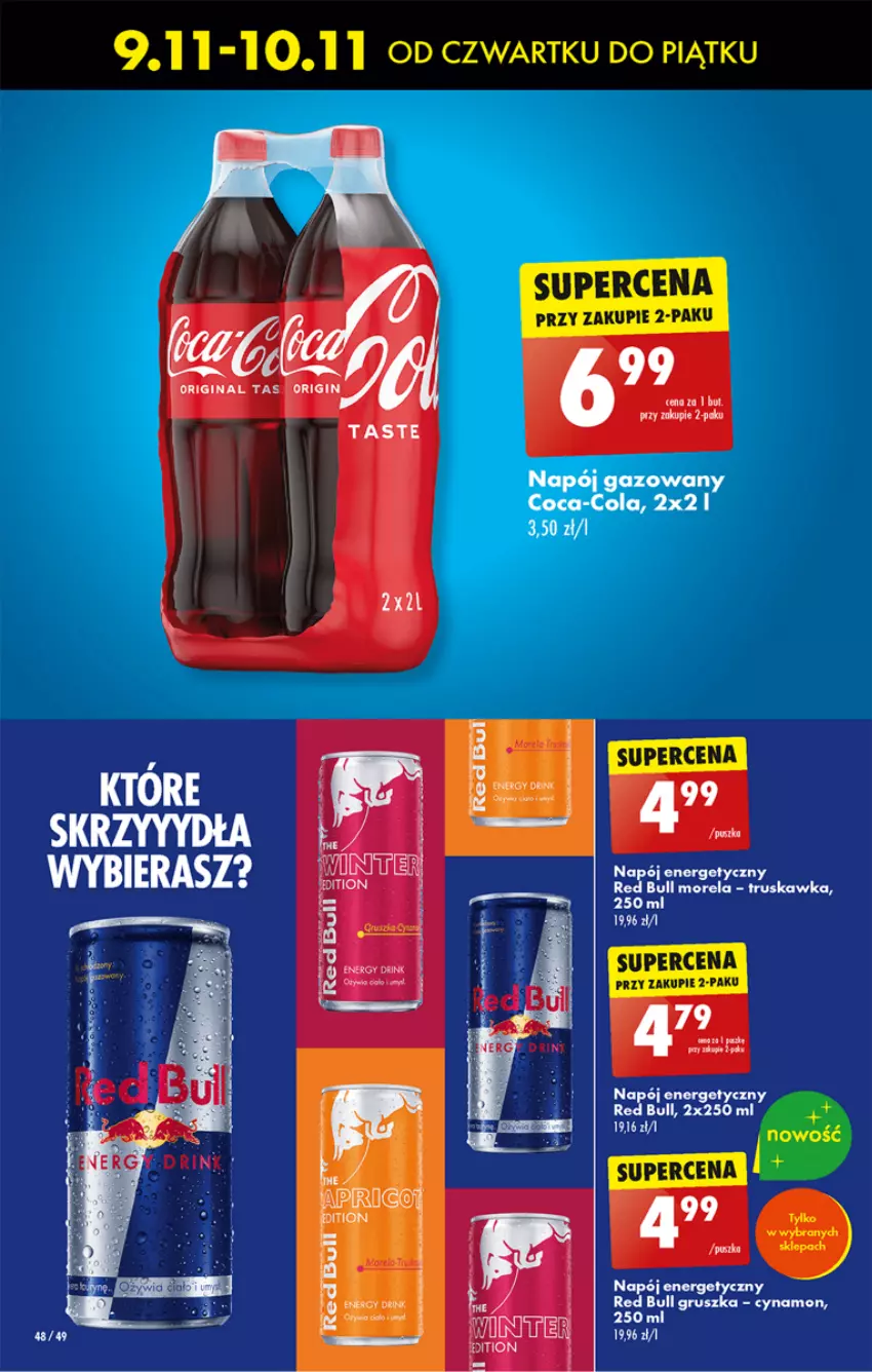 Gazetka promocyjna Biedronka - Od czwartku - ważna 09.11 do 15.11.2023 - strona 48 - produkty: Coca-Cola, Morela, Napój, Napój energetyczny, Napój gazowany, Red Bull
