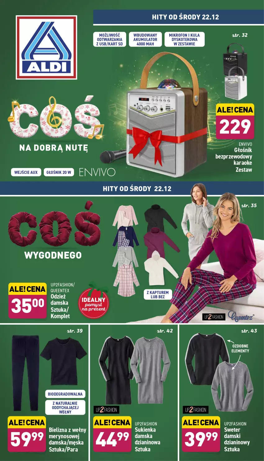 Gazetka promocyjna Aldi - Katalog Moda i Dom - ważna 22.12 do 31.12.2021 - strona 1 - produkty: Akumulator, Bielizna, Fa, Głośnik, Gra, Kotek, Mikrofon, Sukienka, Sweter