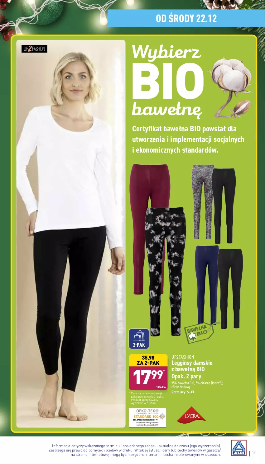 Gazetka promocyjna Aldi - Katalog Moda i Dom - ważna 22.12 do 31.12.2021 - strona 13 - produkty: Fa, Gin, Legginsy, Wełna