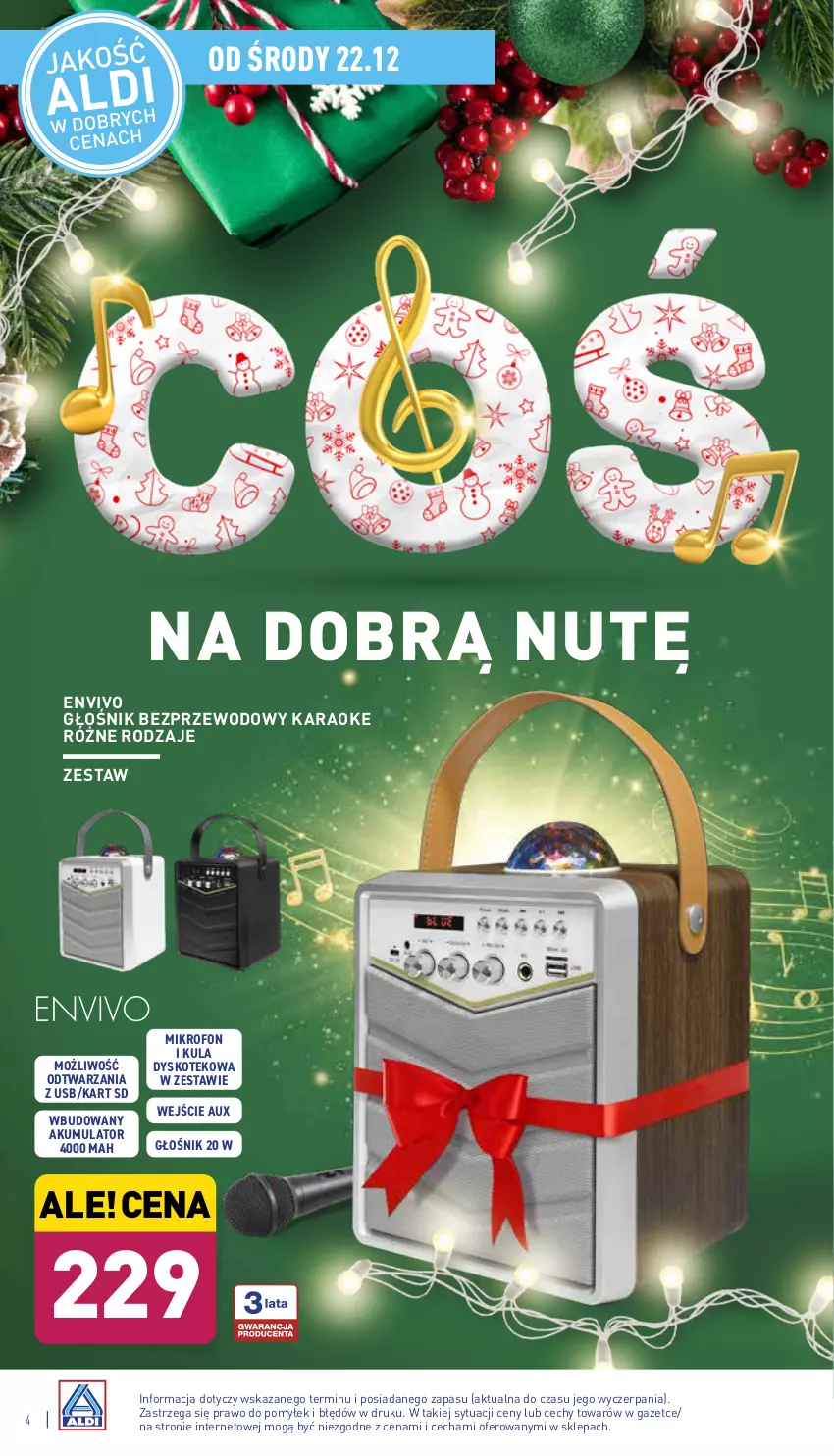 Gazetka promocyjna Aldi - Katalog Moda i Dom - ważna 22.12 do 31.12.2021 - strona 4 - produkty: Akumulator, Głośnik, Kotek, Mikrofon