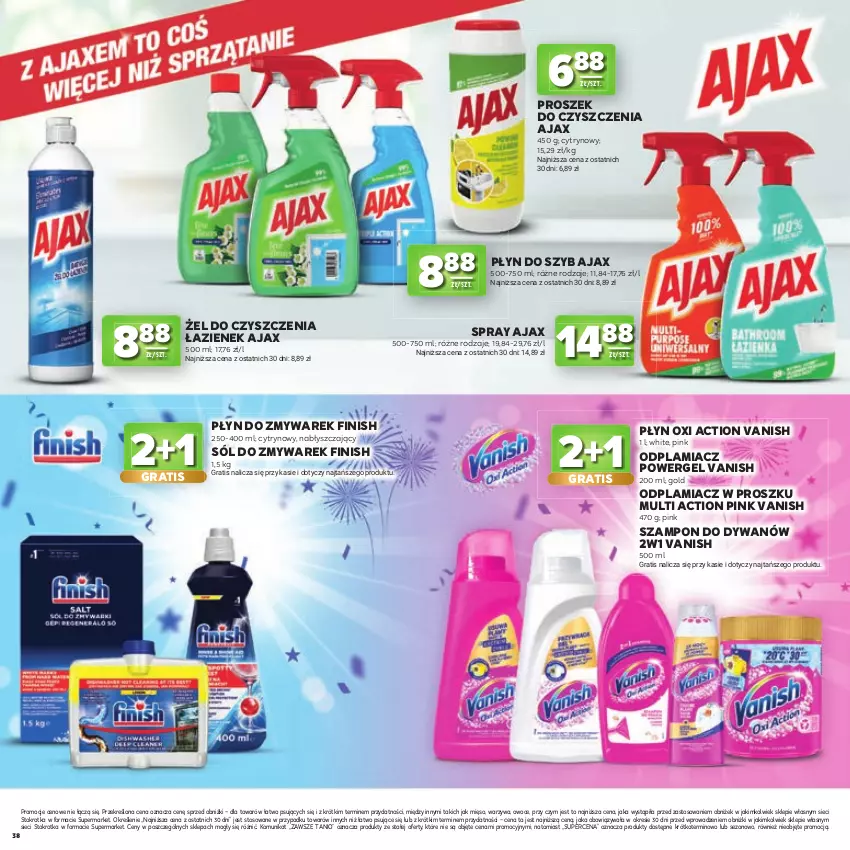 Gazetka promocyjna Stokrotka - Katalog Urodzinowy! - ważna 10.09 do 23.09.2026 - strona 38 - produkty: Ajax, Dywan, Finish, Gra, Mięso, Odplamiacz, Owoce, Płyn do szyb, Sól, Szampon, Vanish, Warzywa