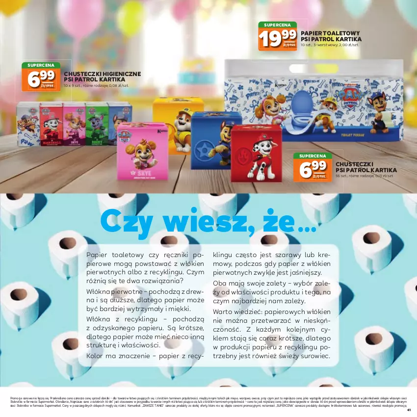 Gazetka promocyjna Stokrotka - Katalog Urodzinowy! - ważna 10.09 do 23.09.2026 - strona 41 - produkty: Chusteczki, Mięso, Olej, Owoce, Papier, Papier toaletowy, Psi Patrol, Ręcznik, Ręczniki papierowe, Warzywa