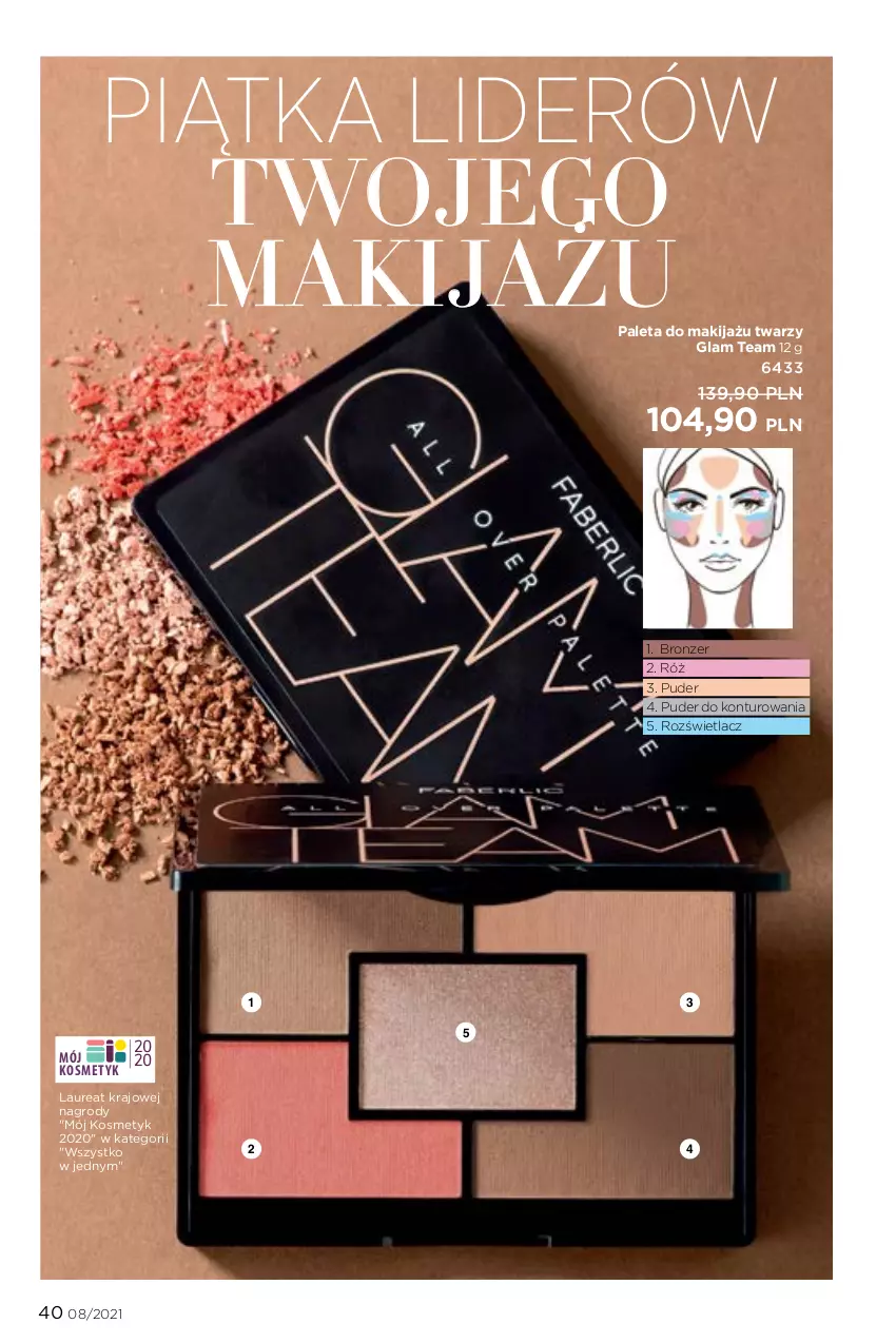 Gazetka promocyjna Faberlic - Gazetka - ważna 24.05 do 13.06.2021 - strona 40 - produkty: Bronzer, Laur, Makijaż, Paleta, Puder, Rozświetlacz