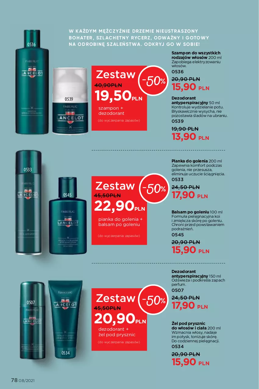 Gazetka promocyjna Faberlic - Gazetka - ważna 24.05 do 13.06.2021 - strona 78 - produkty: Balsam po goleniu, Dezodorant, Perfum, Pianka do golenia, Szampon