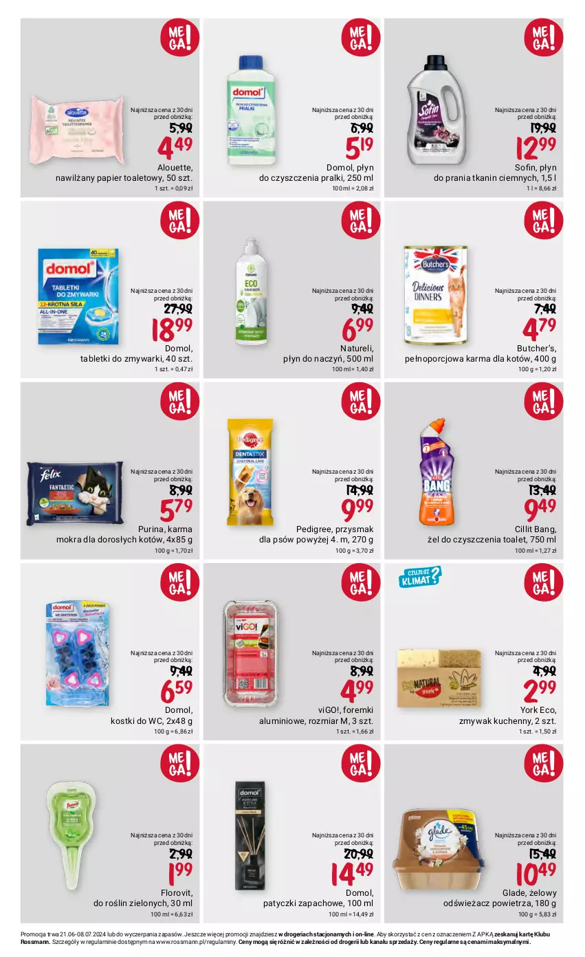 Gazetka promocyjna Rossmann - 21 czerwca - ważna 21.06 do 08.07.2024 - strona 3 - produkty: Alouette, Cillit Bang, Domol, Foremki, Nawilżany papier, Odświeżacz powietrza, Papier, Papier toaletowy, Pedigree, Płyn do prania, Por, Pralki, Pur, Purina, Tablet, Tabletki do zmywarki, Zmywarki