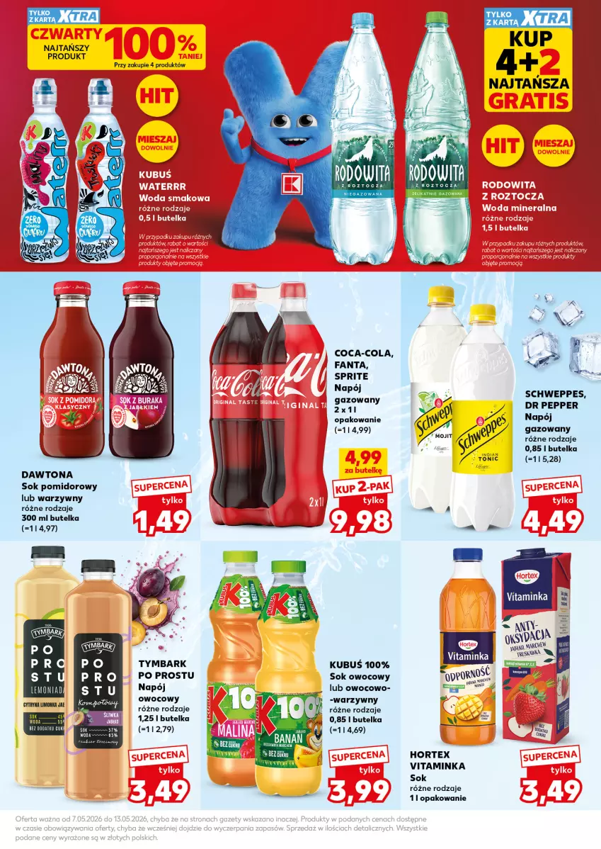Gazetka promocyjna Kaufland - Mocny Start - ważna 11.05 do 13.05.2026 - strona 25 - produkty: Coca-Cola, Dawtona, Fa, Fanta, Hortex, Inka, Kubuś, Limonka, Napój, Napój gazowany, Por, Schweppes, Sok, Sok pomidorowy, Sprite, Tymbark