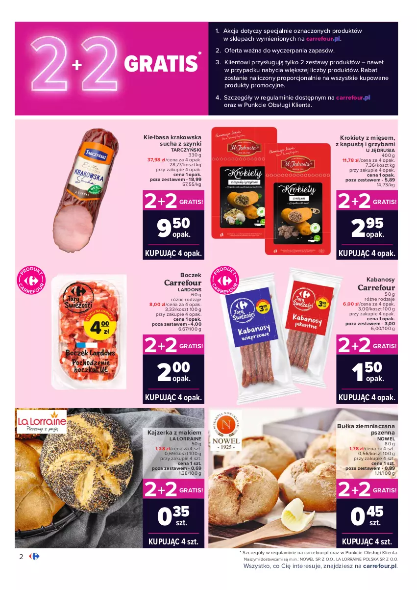 Gazetka promocyjna Carrefour - Gazetka Carrefour Zyskoteka - ważna 19.10 do 24.10.2021 - strona 2 - produkty: Boczek, Bułka, Gra, Kabanos, Kajzerka, Kapustą, Kiełbasa, Kiełbasa krakowska, Kosz, Krokiety, Por, Tarczyński