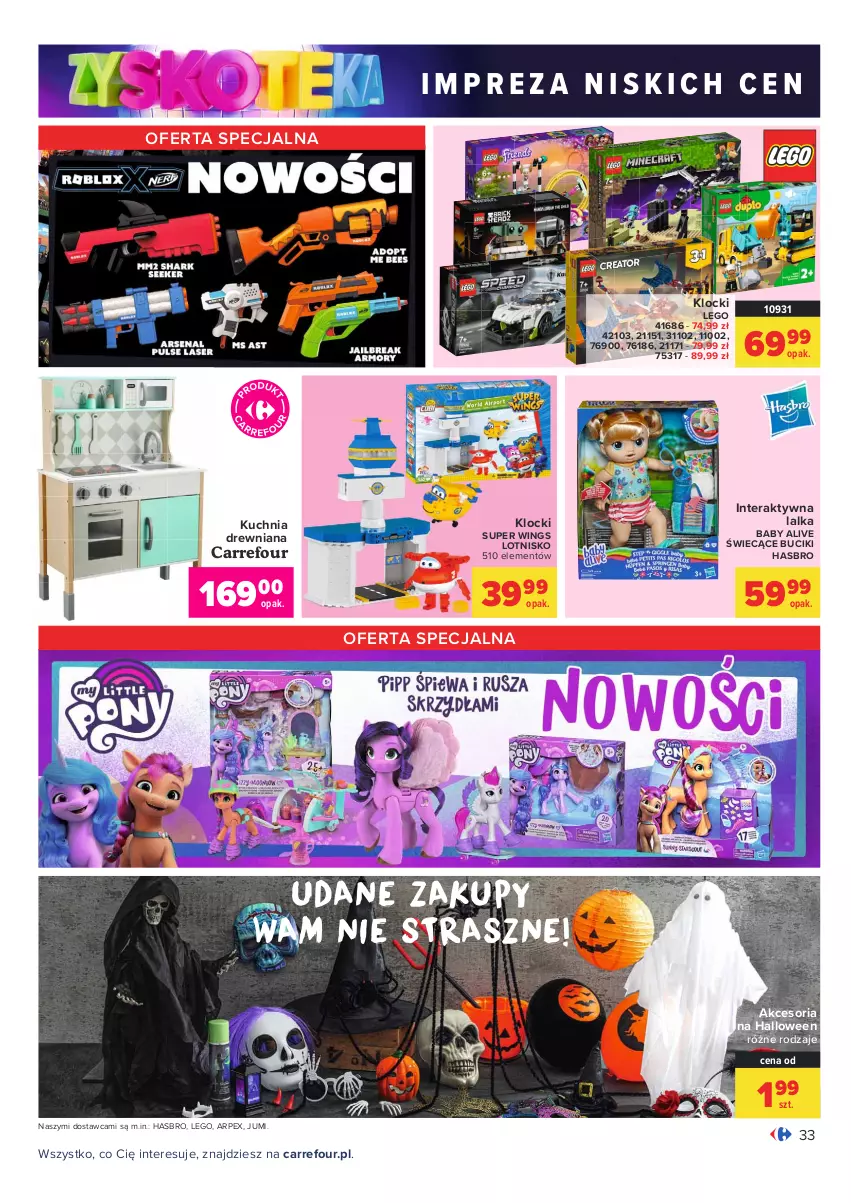 Gazetka promocyjna Carrefour - Gazetka Carrefour Zyskoteka - ważna 19.10 do 24.10.2021 - strona 33 - produkty: Hasbro, Klocki, Kuchnia, Lalka, LEGO, Super wings, Tera