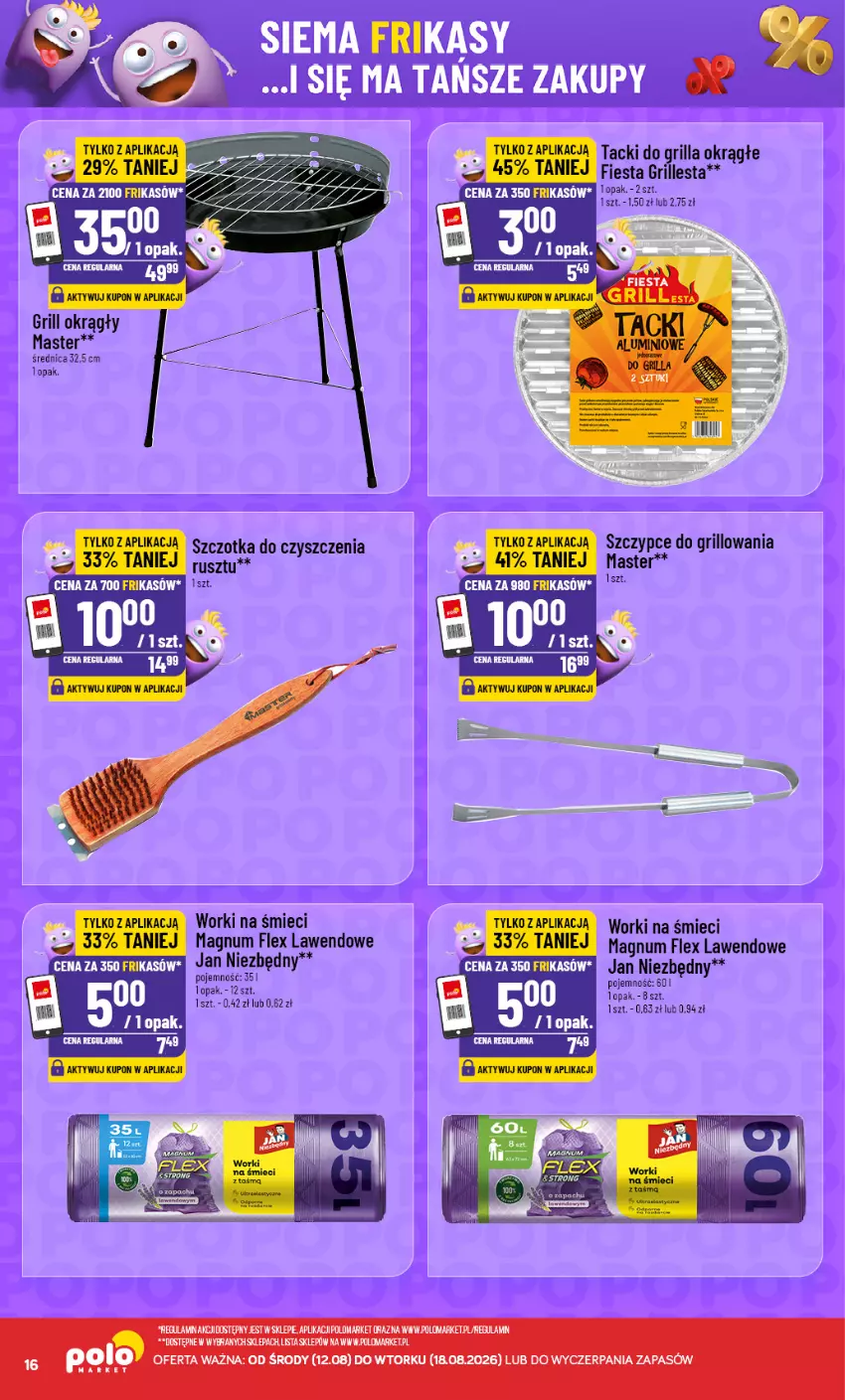 Gazetka promocyjna PoloMarket - Katalog Frikasów od 12.08 - ważna 12.08 do 18.08.2026 - strona 16 - produkty: Grill, Jan Niezbędny, Szczotka, Szczypce, Worki na śmiec, Worki na śmieci