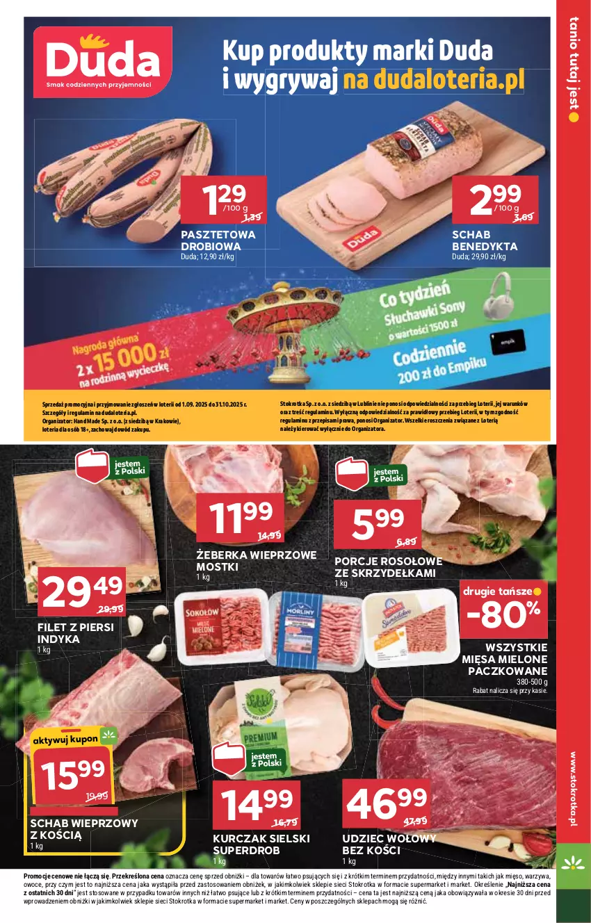 Gazetka promocyjna Stokrotka - Market - ważna 09.10 do 15.10.2025 - strona 11 - produkty: Duda, Filet z piersi indyka, Gry, Kurczak, Mięso, Owoce, Pasztet, Por, Schab Benedykta, Schab wieprzowy, Udziec wołowy, Warzywa