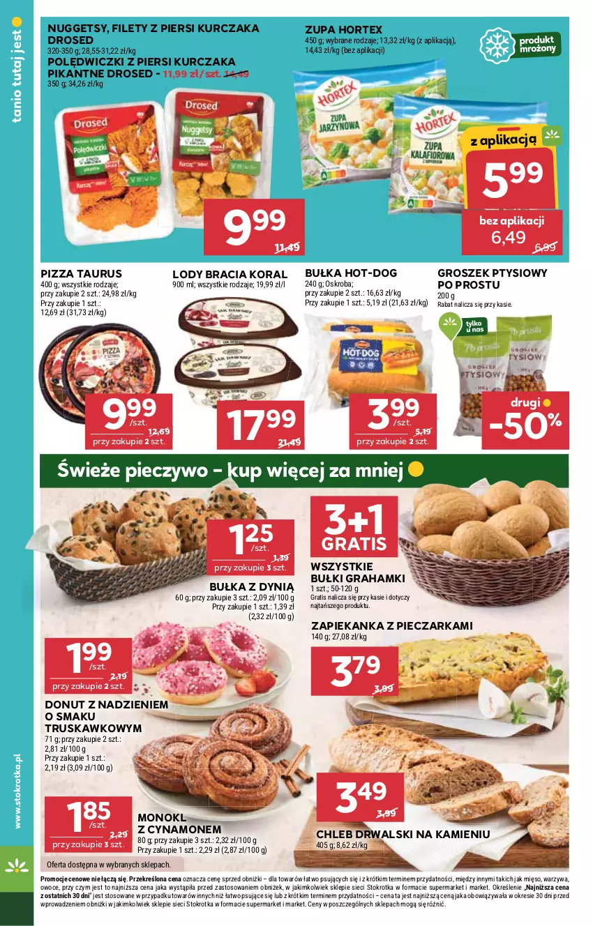 Gazetka promocyjna Stokrotka - Market - ważna 09.10 do 15.10.2025 - strona 16 - produkty: Bułka, Chleb, Donut, Dynią, Gra, Groszek, Groszek ptysiowy, Hortex, Kurczak, Lody, Mięso, Owoce, Piec, Pieczarka, Pieczywo, Pizza, Warzywa, Zapiekanka, Zupa