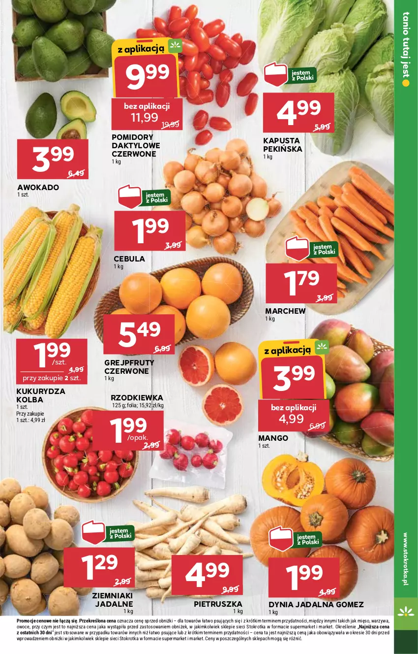 Gazetka promocyjna Stokrotka - Market - ważna 09.10 do 15.10.2025 - strona 17 - produkty: Cebula, Grejpfrut, Kukurydza, Mango, Mięso, Owoce, Pietruszka, Pomidory, Rzodkiewka, Warzywa, Ziemniaki