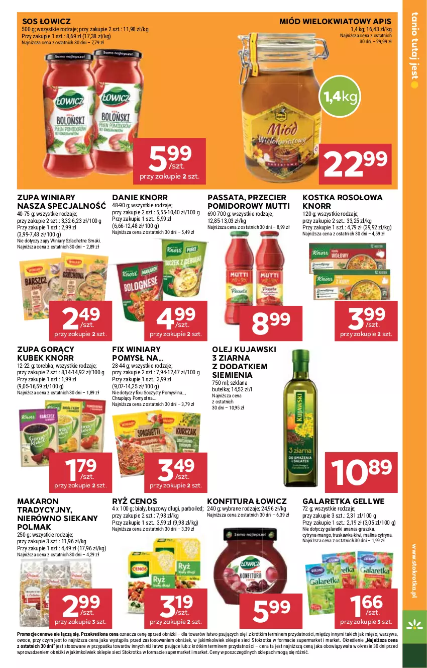 Gazetka promocyjna Stokrotka - Market - ważna 09.10 do 15.10.2025 - strona 21 - produkty: Ananas, Cenos, Gala, Galaretka, Galaretki, Kiwi, Knorr, Konfitura, Kubek, Kujawski, LANA, Makaron, Mango, Mięso, Miód, Olej, Olma, Owoce, Ryż, Sos, Torebka, Warzywa, Winiary, Zupa