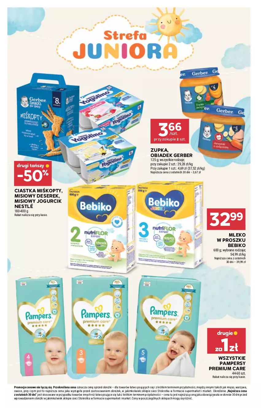 Gazetka promocyjna Stokrotka - Market - ważna 09.10 do 15.10.2025 - strona 28 - produkty: Bebiko, Ciastka, Deser, Gerber, Mięso, Mleko, Mleko w proszku, Nestlé, Owoce, Pampers, Ser, Serek, Warzywa