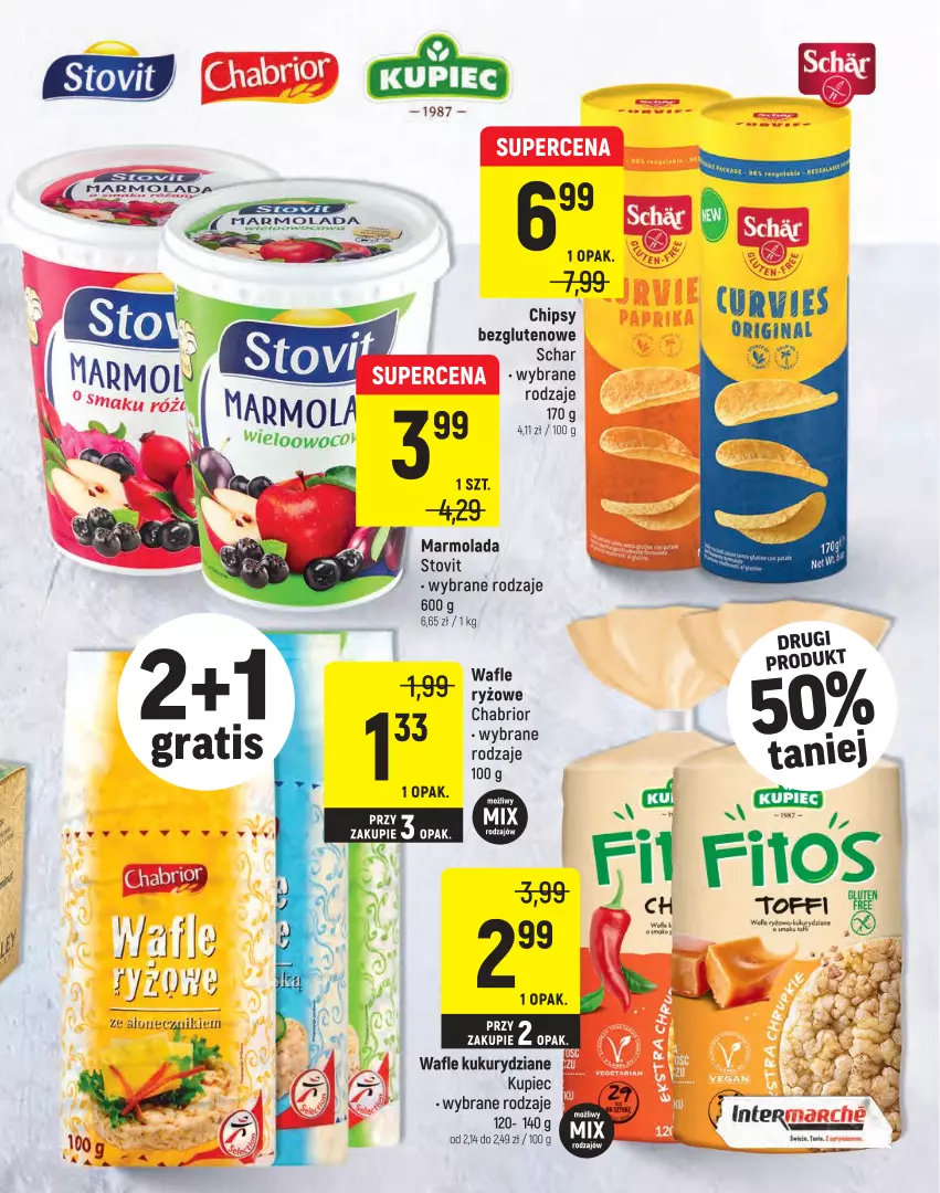 Gazetka promocyjna Intermarche - Warto - ważna 18.01 do 31.01.2022 - strona 13 - produkty: Chabrior, Chipsy, Gin, Kupiec, Marmolada, Mola, Piec, Ryż, Wafle