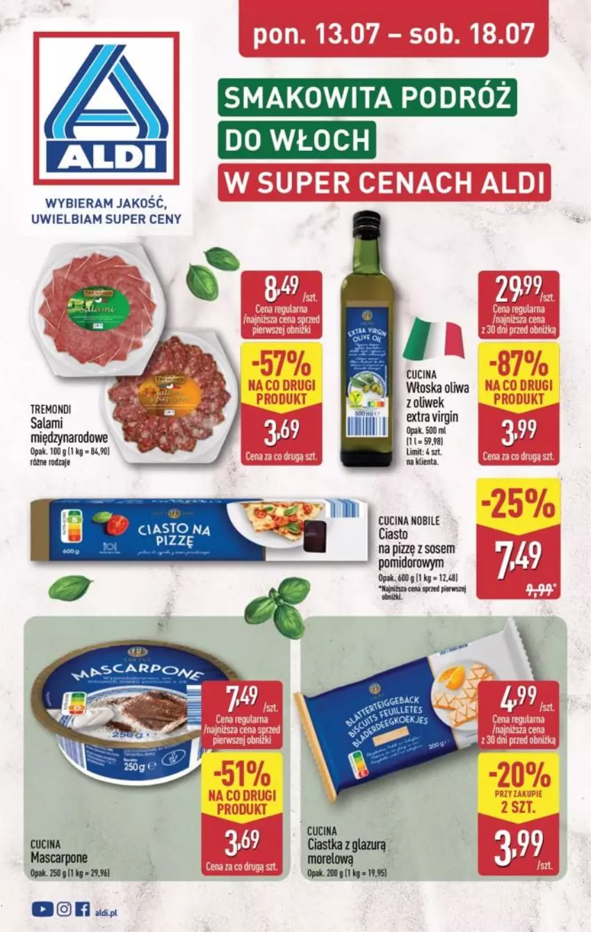 Gazetka promocyjna Aldi - Smakowita podróż do Włoch - ważna 13.07 do 18.07.2026 - strona 1 - produkty: Fa, Gin, Oliwa, Smakowita, Sos