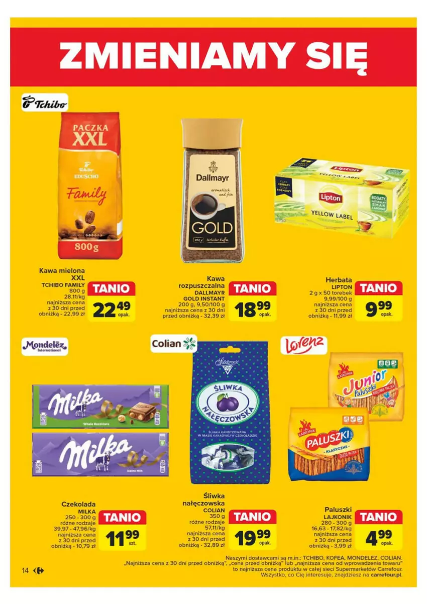 Gazetka promocyjna Carrefour - ważna 21.05 do 25.05.2024 - strona 6 - produkty: Czekolada, Dallmayr, Fa, Herbata, Kawa, Kawa mielona, Lipton, Milka, Tchibo, Tchibo Family