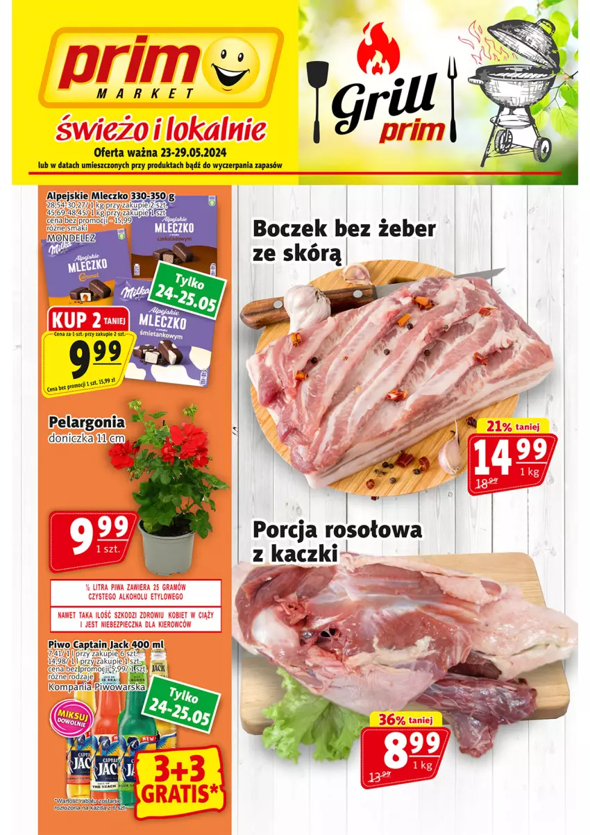 Gazetka promocyjna Prim Market - ważna 23.05 do 29.05.2024 - strona 1 - produkty: Boczek, Mleczko, Piwo, Por