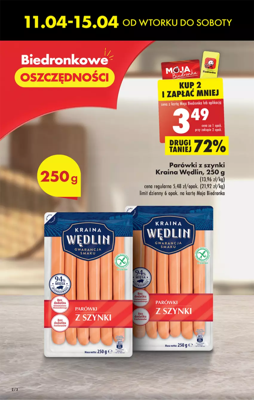 Gazetka promocyjna Biedronka - ważna 10.04 do 15.04.2023 - strona 2 - produkty: Parówki, Parówki z szynki