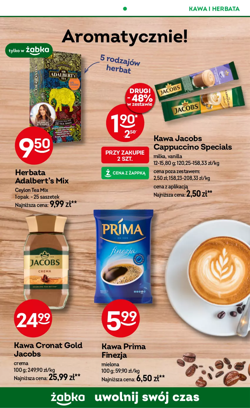 Gazetka promocyjna Żabka - ważna 02.01 do 14.01.2025 - strona 45 - produkty: Cappuccino, Herbata, Jacobs, Kawa, Milka, Prima