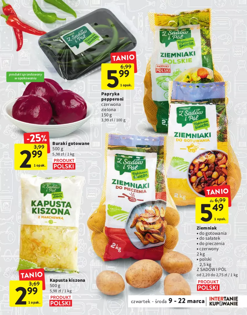 Gazetka promocyjna Intermarche - Gazetka Intermarche - ważna 09.03 do 22.03.2023 - strona 9 - produkty: Buraki, Papryka, Papryka pepperoni, Piec, Sałat