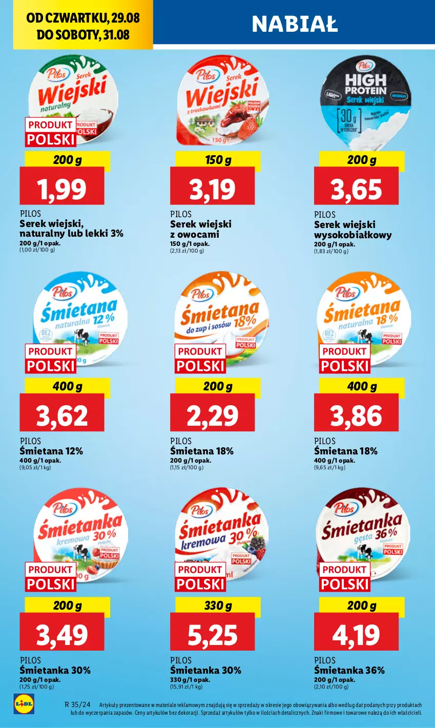 Gazetka promocyjna Lidl - GAZETKA - ważna 29.08 do 31.08.2024 - strona 28 - produkty: Pilos, Ser, Serek, Serek wiejski, Sok