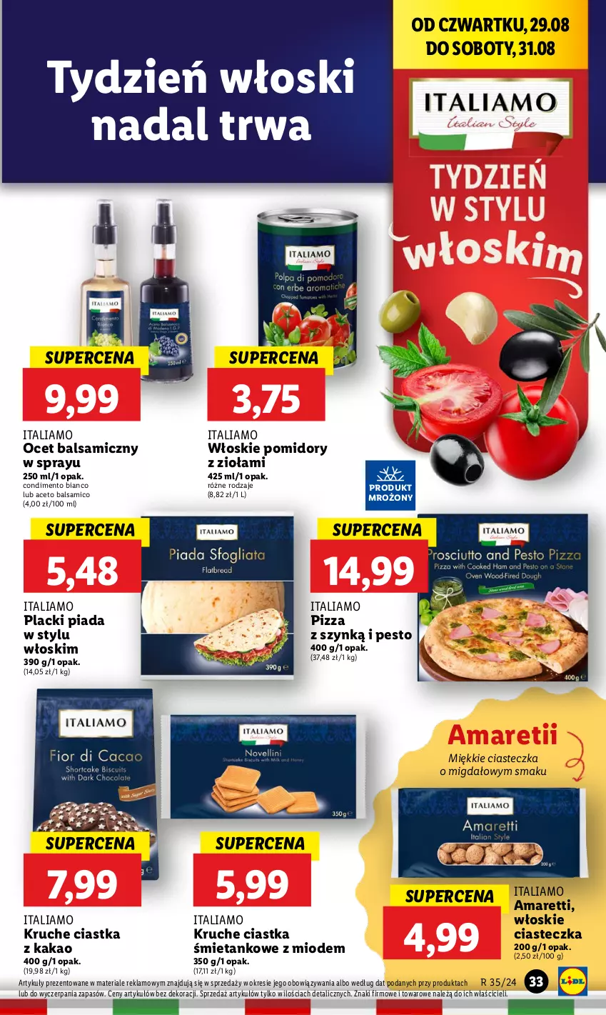 Gazetka promocyjna Lidl - GAZETKA - ważna 29.08 do 31.08.2024 - strona 37 - produkty: Ciastka, Kakao, Lack, Ocet, Ocet balsamiczny, Pesto, Pizza, Pomidory