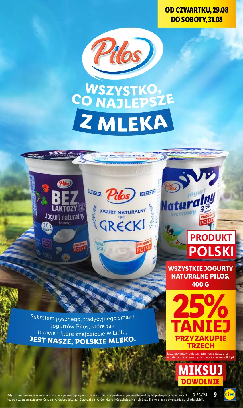 Gazetka promocyjna Lidl - GAZETKA - ważna 29.08 do 31.08.2024 - strona 9 - produkty: Jogurt, Pilos