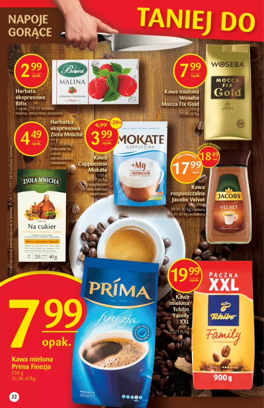 Gazetka promocyjna Delikatesy Centrum - Gazetka DC01 n.fresh - ważna 05.01 do 12.01.2022 - strona 22 - produkty: Cappuccino, Dzika róża, Fa, Herbata, Jacobs, Jacobs Velvet, Kawa, Kawa mielona, Kawa rozpuszczalna, Koc, Mocca Fix Gold, Napoje, Róża, Velvet