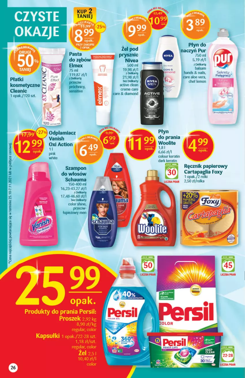 Gazetka promocyjna Delikatesy Centrum - Gazetka DC01 n.fresh - ważna 05.01 do 12.01.2022 - strona 26 - produkty: Aloe vera, Elmex, Foxy, Kret, Nivea, Odplamiacz, Papier, Pur, Ręcznik, Schauma, Szampon, Vanish, Woolite