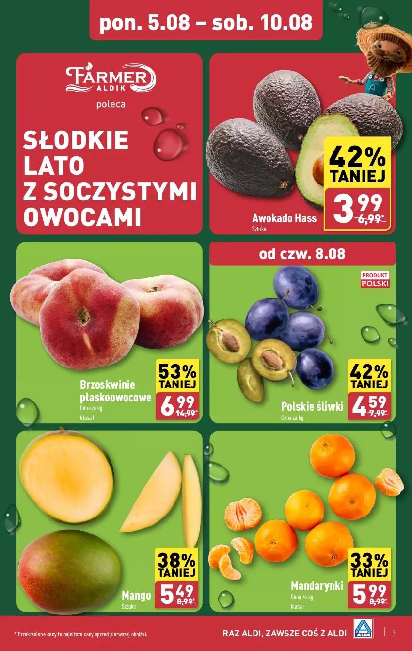 Gazetka promocyjna Aldi - Farmer ALDIK poleca świeże owoce i warzywa - ważna 05.08 do 10.08.2024 - strona 3 - produkty: Brzoskwinie, Mandarynki, Mango
