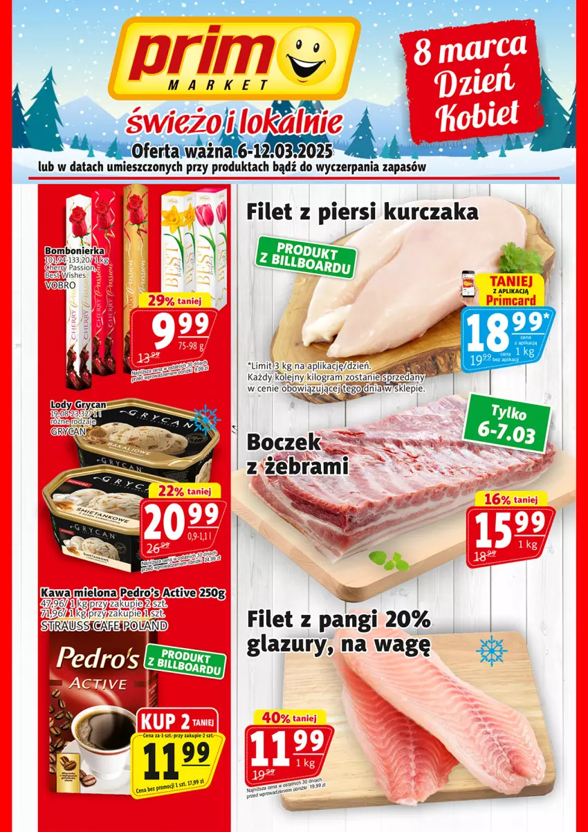 Gazetka promocyjna Prim Market - ważna 06.03 do 12.03.2025 - strona 1 - produkty: Boczek, Filet z pangi, Filet z piersi kurczaka, Gra, Kawa, Kurczak, Lazur, Olej