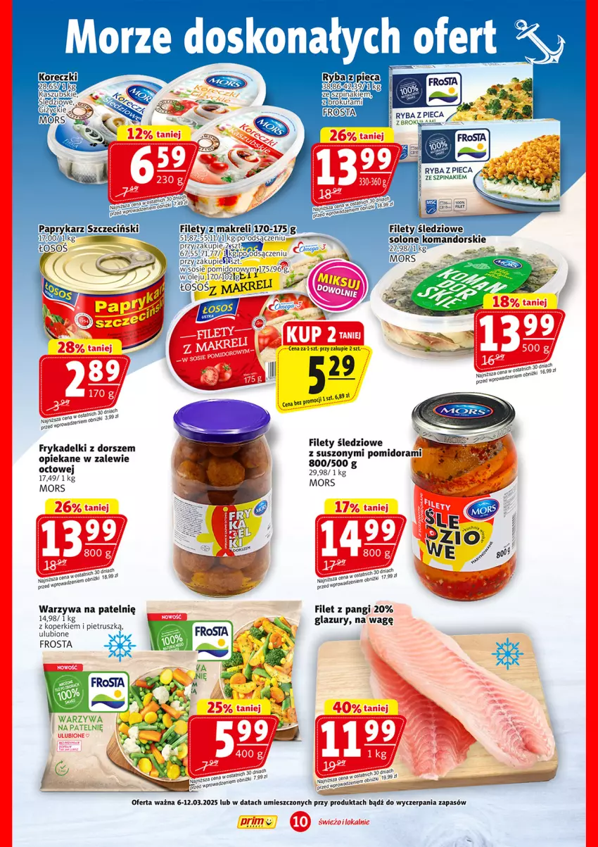 Gazetka promocyjna Prim Market - ważna 06.03 do 12.03.2025 - strona 10 - produkty: Filet z pangi, Frosta, HP, Lazur, Olej, Papryka, Paprykarz, Paprykarz szczeciński, Piec, Por, Ryba, Sos, Szpinak, Warzywa