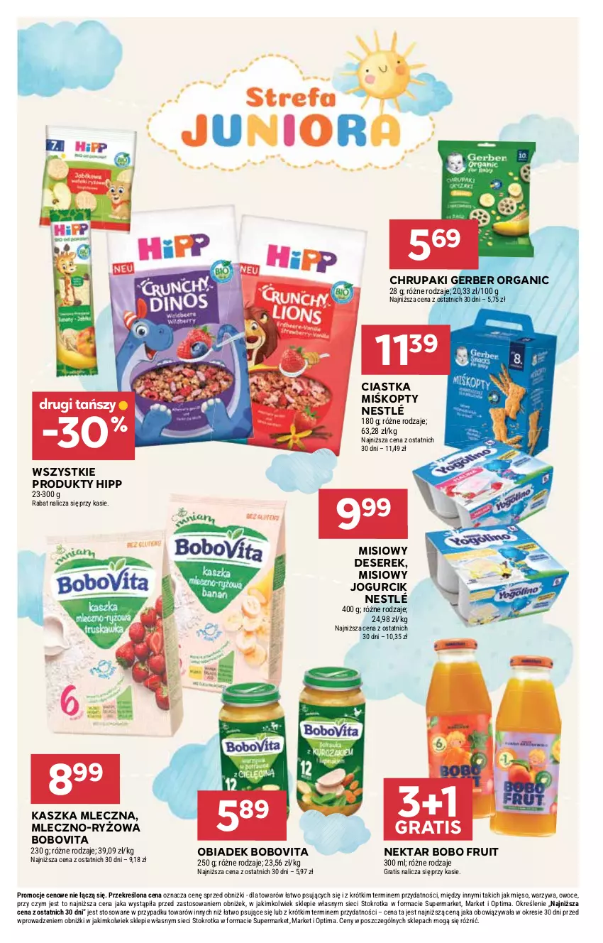 Gazetka promocyjna Stokrotka - Market - ważna 09.04 do 15.04.2026 - strona 24 - produkty: BoboVita, Ciastka, Deser, Gerber, Gra, HiPP, Mięso, Nektar, Nestlé, Optima, Owoce, Ryż, Ser, Serek, Warzywa