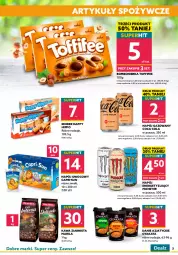 Gazetka promocyjna Dealz - Gazetka na otwarcie - Olsztyn - Gazetka - ważna od 01.10 do 01.10.2021 - strona 3 - produkty: HiPP, Ciastka, Toblerone, Gra, Kawa ziarnista, Chipsy, Kawa, Coca-Cola, Twix, Czekolada, Napój gazowany, Mars, Artykuły spożywcze, Toffifee, Alcon, Haribo, Napój, Biszkopty, Kinder