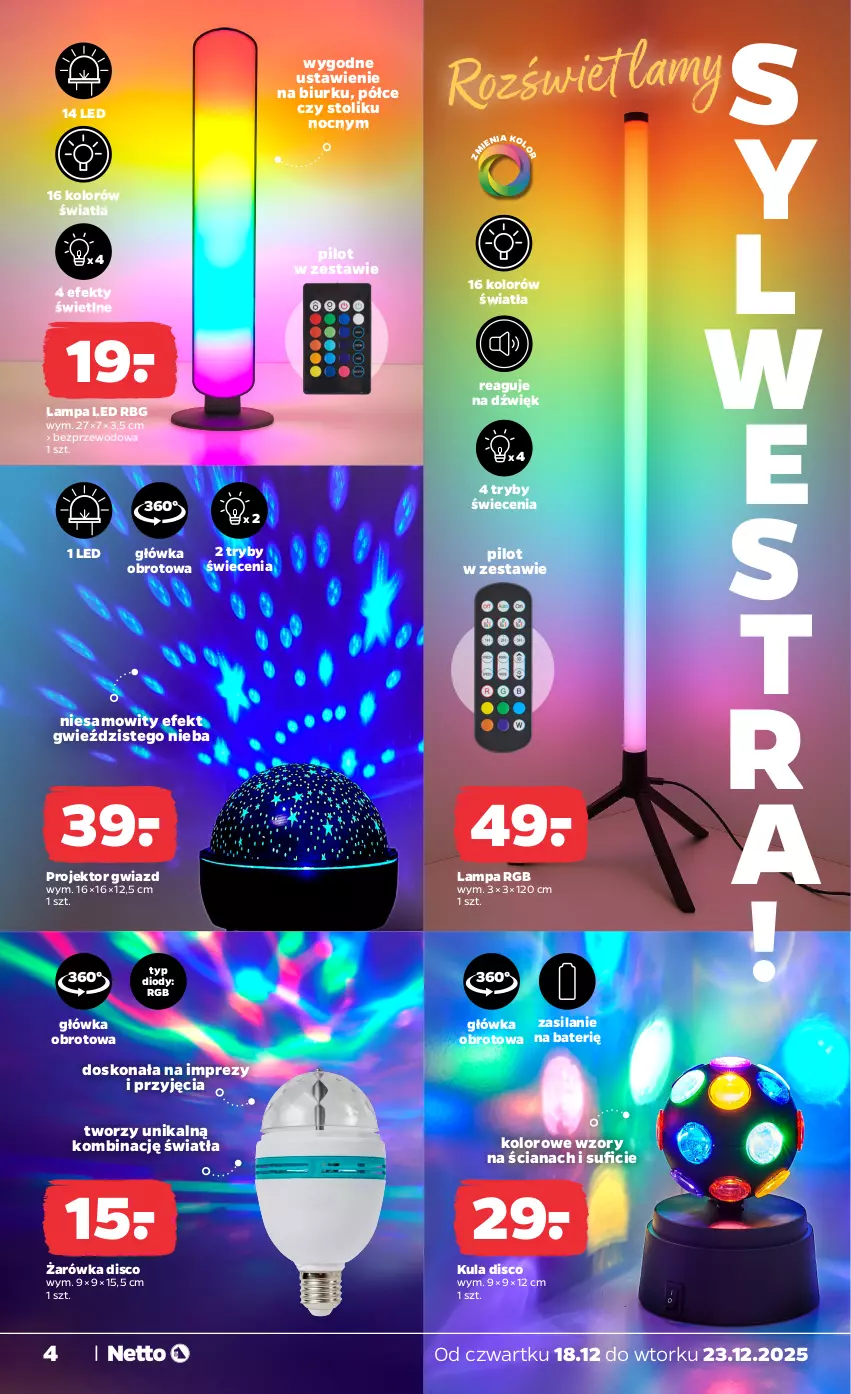 Gazetka promocyjna Netto - Od Czwartku Przemysłowa - ważna 18.12 do 23.12.2025 - strona 4 - produkty: Lampa, Lampa LED, Silan, Stolik
