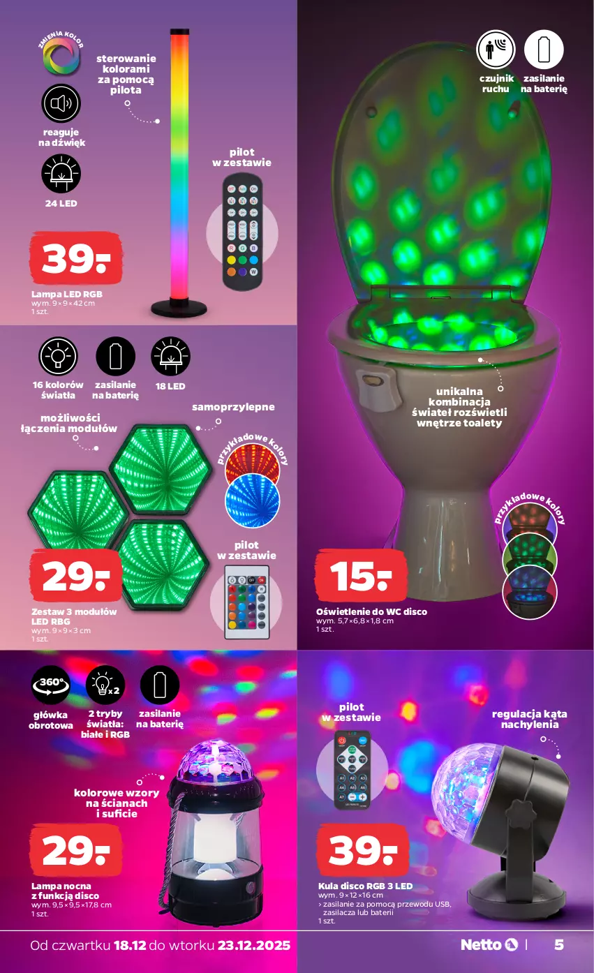 Gazetka promocyjna Netto - Od Czwartku Przemysłowa - ważna 18.12 do 23.12.2025 - strona 5 - produkty: Lampa, Lampa LED, Lampa nocna, Mop, Silan