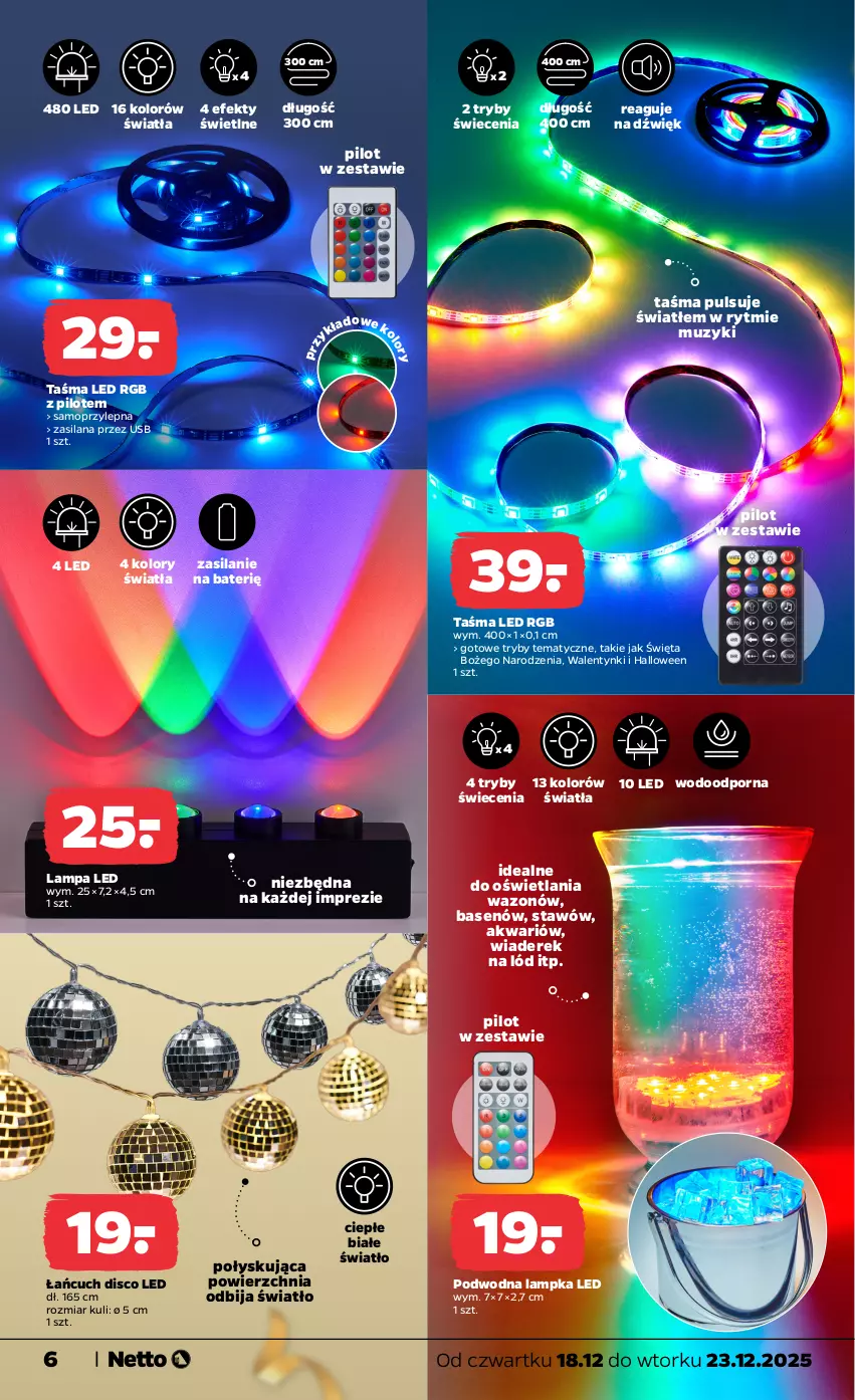 Gazetka promocyjna Netto - Od Czwartku Przemysłowa - ważna 18.12 do 23.12.2025 - strona 6 - produkty: Lampa, Lampa LED, LANA, Mop, Por, Silan, Wazon