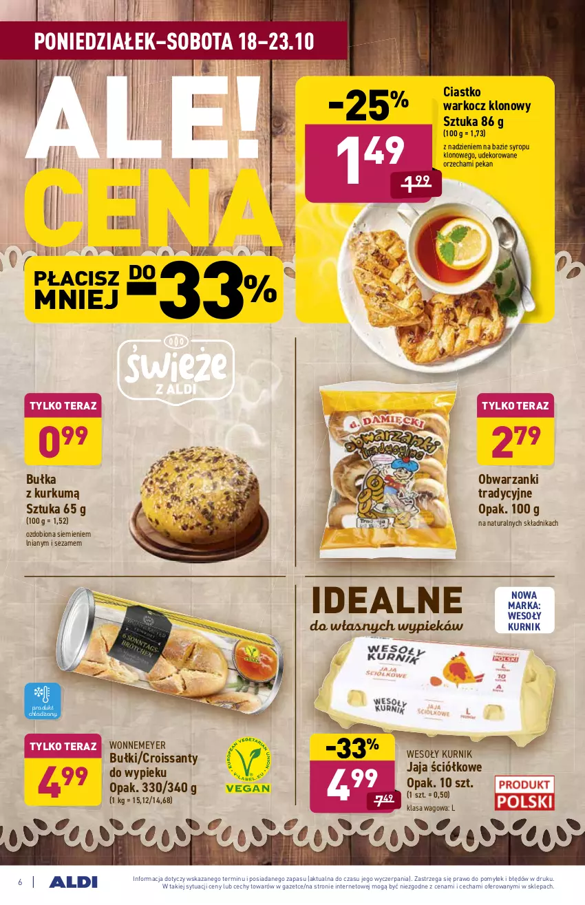 Gazetka promocyjna Aldi - ważna 18.10 do 23.10.2021 - strona 6 - produkty: Bułka, Croissant, Jaja, Koc, Sezam, Syrop, Tera