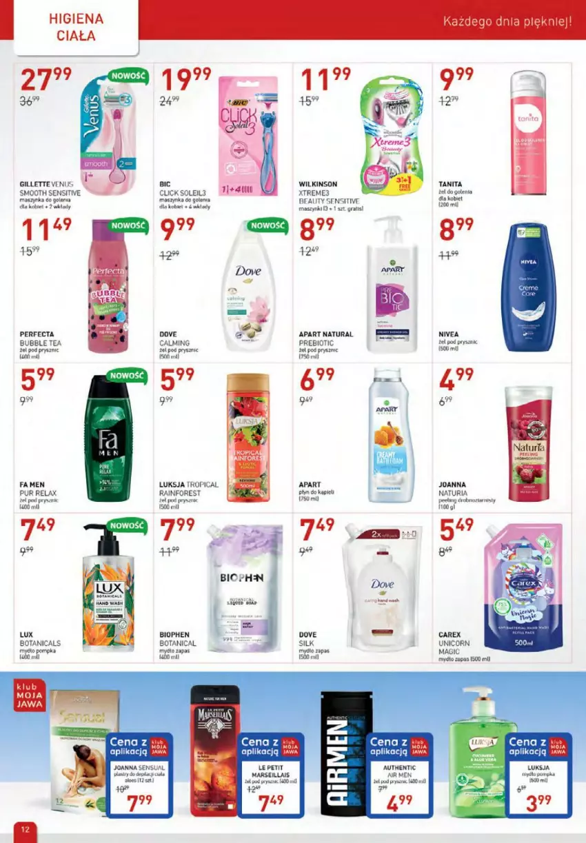 Gazetka promocyjna DrogerieJawa - Prospekte - ważna 02.06 do 30.06.2021 - strona 12 - produkty: BIC, Dove, Fa, Gillette, Gra, Joanna, Luksja, Mars, Nivea, Perfecta, Płyn do kąpieli, Pur, Sensual