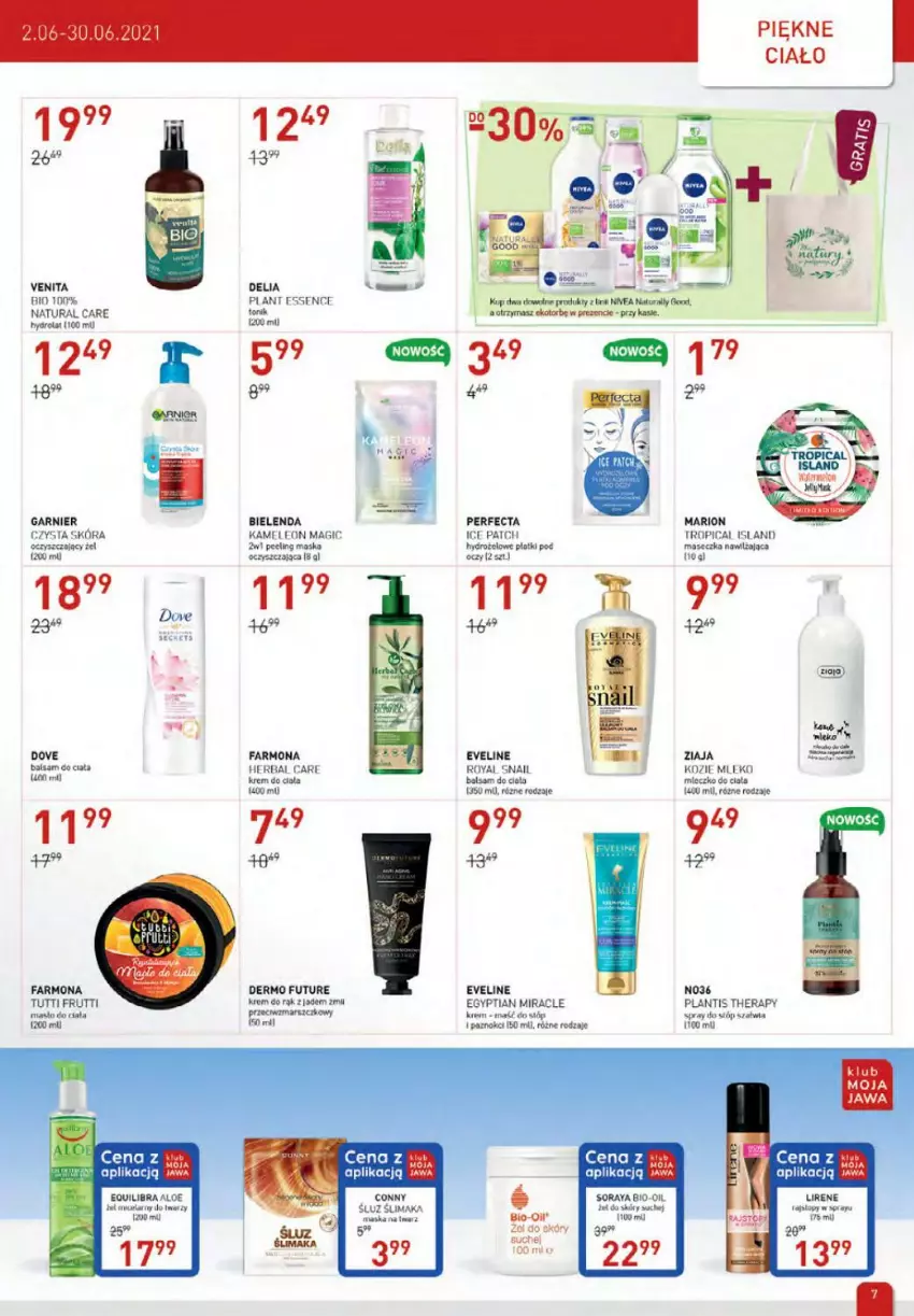 Gazetka promocyjna DrogerieJawa - Prospekte - ważna 02.06 do 30.06.2021 - strona 7 - produkty: Balsam do ciała, Bielenda, Bio-Oil, Dove, Eveline, Fa, Garnier, Gin, Hydrolat, Krem do rąk, Maska, Mleko, Peeling, Perfecta, Tropical, Ziaja