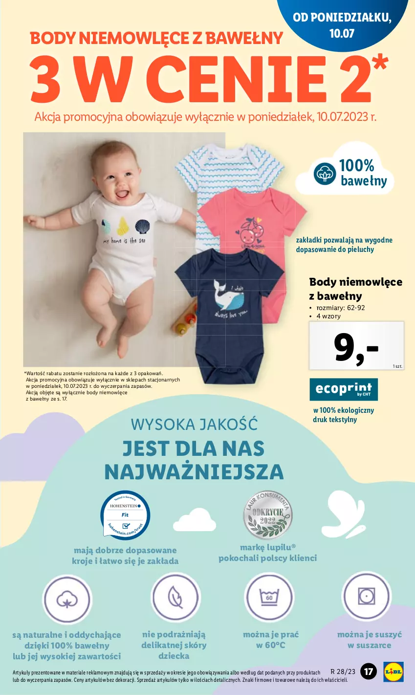 Gazetka promocyjna Lidl - GAZETKA - ważna 10.07 do 15.07.2023 - strona 17 - produkty: Body, Pieluchy, Sok