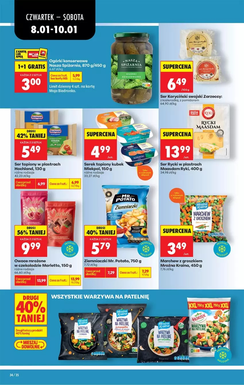 Gazetka promocyjna Biedronka - Gazetka - ważna 08.01 do 15.01.2026 - strona 42 - produkty: Gra, Hochland, Kubek, Maasdam, Owoce, Ser, Ser topiony, Serek, Top, Warzywa