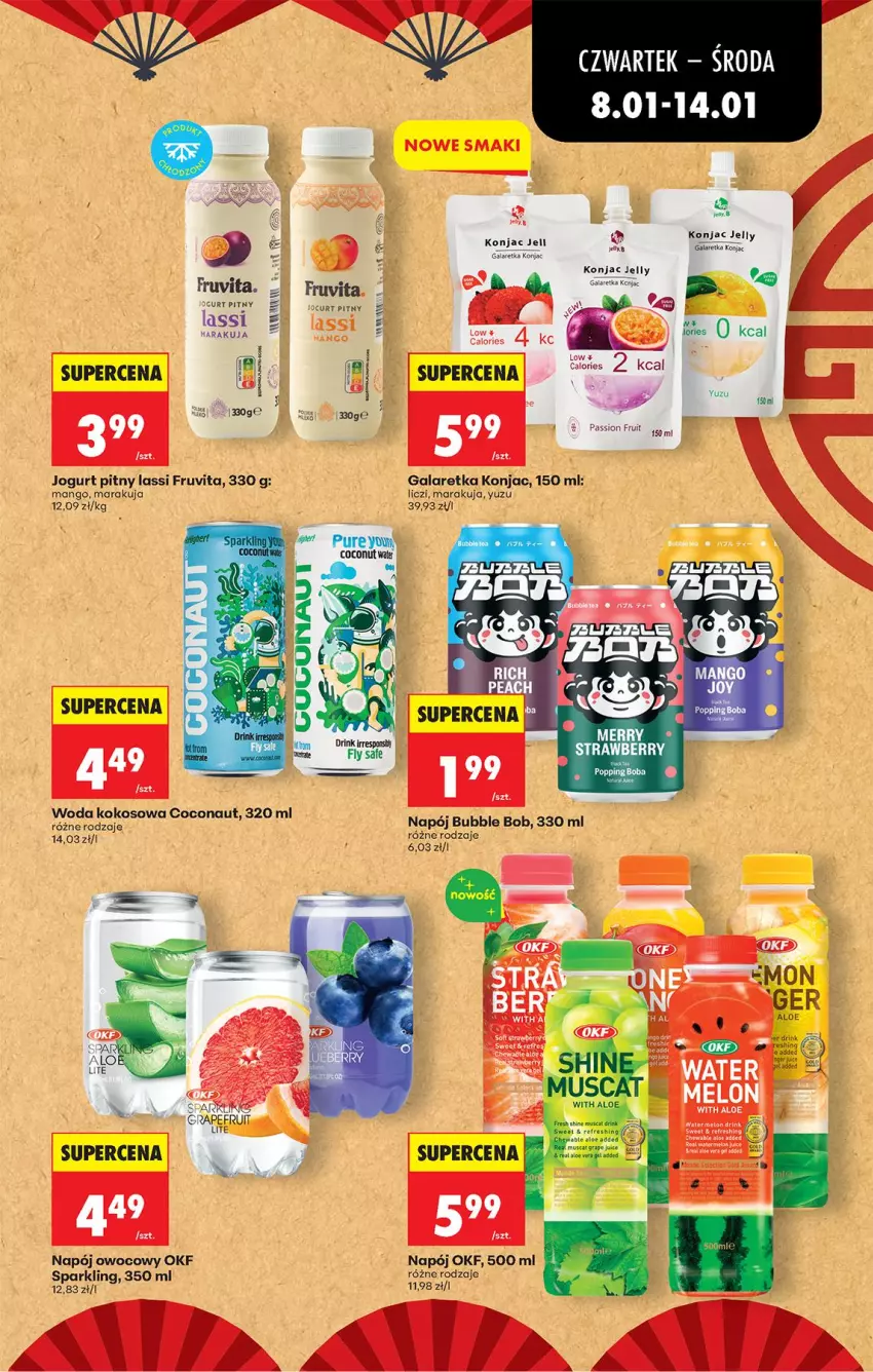 Gazetka promocyjna Biedronka - Gazetka - ważna 08.01 do 15.01.2026 - strona 55 - produkty: Gala, Galaretka, Jogurt, Jogurt pitny, Kokos, Liczi, Mango, Napój, Pur, Woda