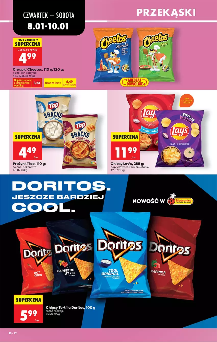 Gazetka promocyjna Biedronka - Gazetka - ważna 08.01 do 15.01.2026 - strona 56 - produkty: Beko, Cheetos, Chipsy, Chrupki, Gin, Pizza, Ser, Top, Tortilla