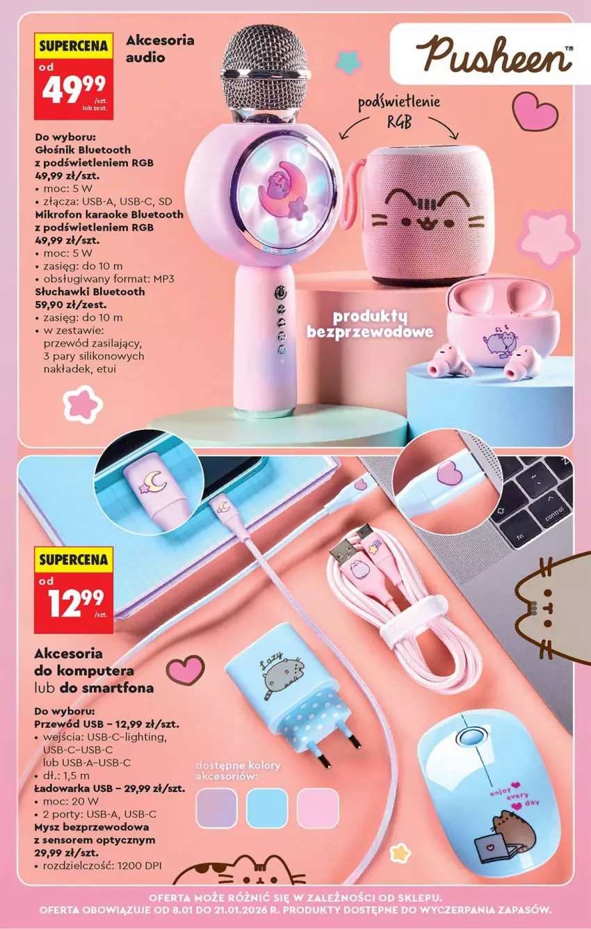 Gazetka promocyjna Biedronka - Gazetka - ważna 08.01 do 15.01.2026 - strona 73 - produkty: Głośnik, Głośnik bluetooth, Komputer, Mikrofon, Mysz, Mysz bezprzewodowa, Por, Przewód, Słuchawki, Słuchawki bluetooth, Tera, Warka