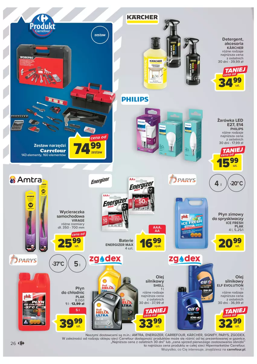 Gazetka promocyjna Carrefour - Gazetka Carrefour - ważna 21.02 do 04.03.2023 - strona 28 - produkty: Energizer, Olej, Olej silnikowy, Philips, Płyn zimowy, Zestaw narzędzi